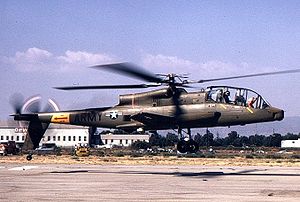 AH-56 beim Start - mit allen drei Rotoren in Aktion