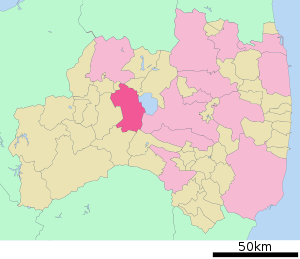 Lage Aizu-Wakamatsus in der Präfektur
