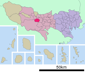 Lage Akishimas in der Präfektur