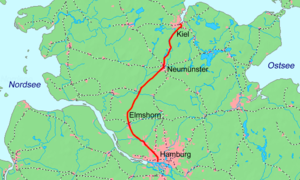 Strecke der Bahnstrecke Hamburg-Altona–Kiel