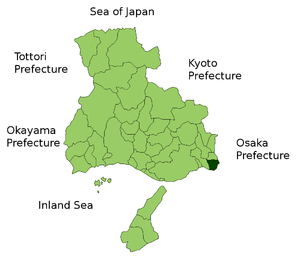 Lage Amagasakis in der Präfektur