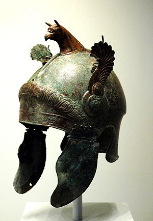 Ancient bronze greek helmet -South Italy.jpg