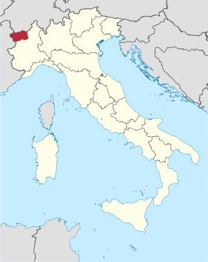 Karte Italiens, Aostatal hervorgehoben