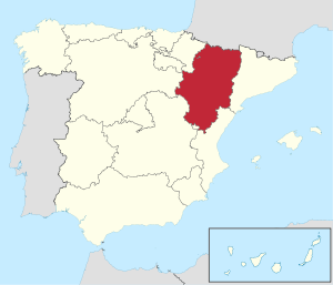 Lage Aragoniens in Spanien