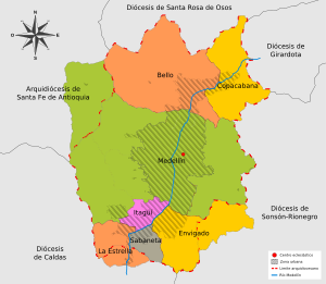 Karte Erzbistum Medellín