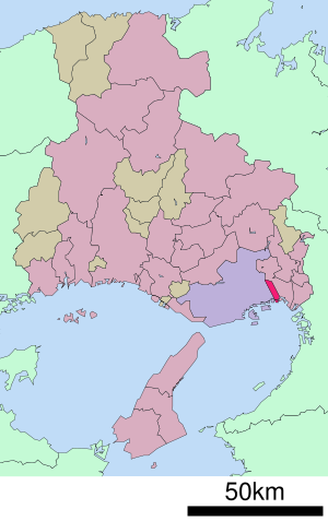 Lage Ashiyas in der Präfektur