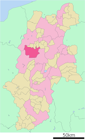 Lage Azuminos in der Präfektur