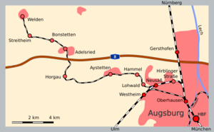 Strecke der Bahnstrecke Augsburg–Welden