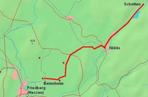 Strecke der Bahnstrecke Beienheim–Schotten