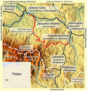 Strecke der Bahnstrecke Jelenia Góra–Kamienna Góra