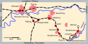Strecke der Bahnstrecke Mühldorf–Burghausen