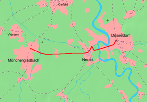 Strecke der Bahnstrecke Mönchengladbach–Düsseldorf