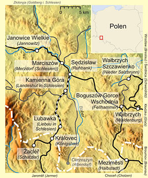 Strecke der Bahnstrecke Sędzisław–Lubawka