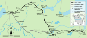 Strecke der Bahnstrecke Husum–Kiel