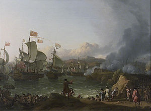 Die Schlacht in der Bucht von Vigo,von Ludolf Bakhuizen, gemalt um 1702