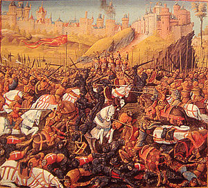 Spätmittelalterliche Darstellung der Schlacht von Inab aus dem 14. Jahrhundert