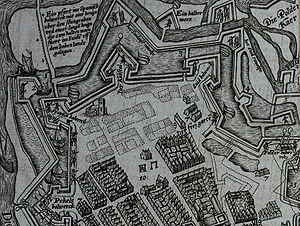 Grundriss; Zentrum von Oostende anno 1601