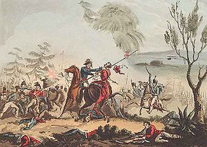 Marschall Beresford entwaffnet einen Polnischen Lanzenträger in der Schlacht von Albuera. Gezeichnet von T. Sutherland, 1831.