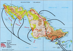 Karte von Biak mit Truppenbewegungen