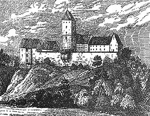 Südansicht von Burg Kemnat im Jahr 1804