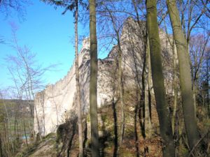 Burg Rumburg - Gesamtansicht über den Halsgraben