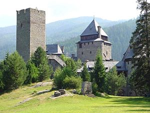 Burg Finstergrün gesehen von der Sportwiese