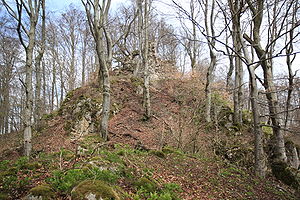 Burgruine Adelburg – Ansicht der südwestlichen Seite der Oberburg
