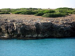 Küstenbefestigung aus der Zeit des Bürgerkrieges an der Ostküste Mallorcas an der Caló d’en Rafalino südlich von S’Illot