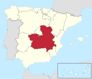 Lage von Kastilien-La Mancha in Spanien