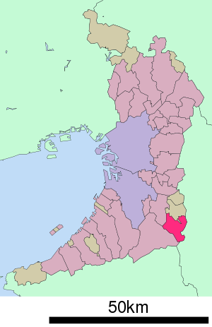 Lage Chihaya-Akasakas in der Präfektur