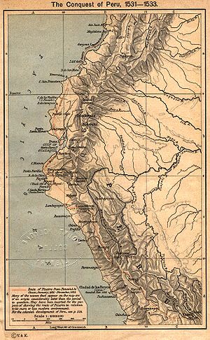 Karte The Conquest of Peru, 1531–1533 (1923)