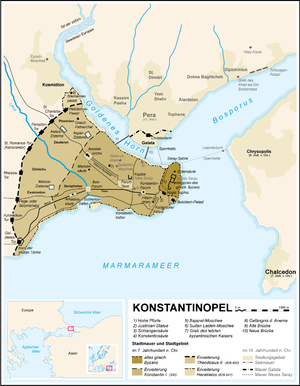 Konstantinopel mit den Theodosianischen Mauern