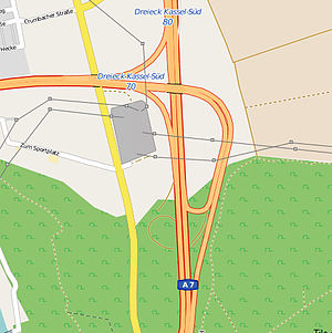 Übersichtskarte Autobahndreieck Kassel-Süd