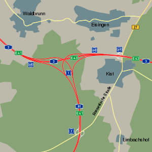 Übersichtskarte Autobahndreieck Würzburg-West