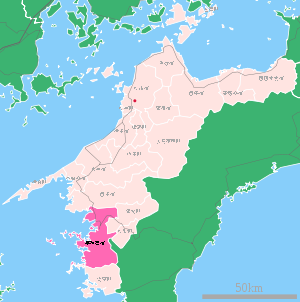Lage Uwajimas in der Präfektur