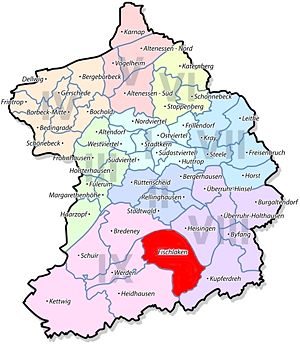Lage von Fischlaken im Stadtbezirk IX Werden/Kettwig/Bredeney