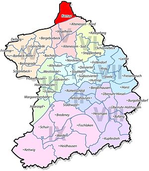 Lage von Karnap im Stadtbezirk V Altenessen/Karnap/Vogelheim 