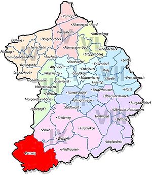 Lage von Kettwig im Stadtbezirk IX Werden/Kettwig/Bredeney