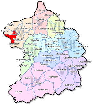 Lage von Bedingrade im Stadtbezirk IV Borbeck