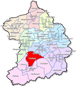 Lage von Bredeney im Stadtbezirk IX Werden/Kettwig/Bredeney
