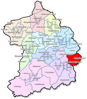 Lage von Burgaltendorf im Stadtbezirk VIII Essen-Ruhrhalbinsel