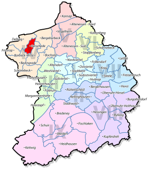 Lage von Gerschede im Stadtbezirk IV Borbeck