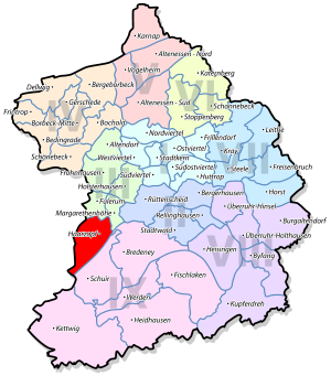 Lage von Haarzopf im Stadtbezirk III Essen-West