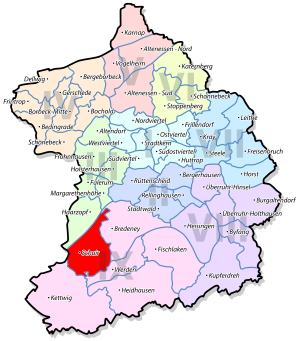 Lage von Schuir im Stadtbezirk IX Werden/Kettwig/Bredeney