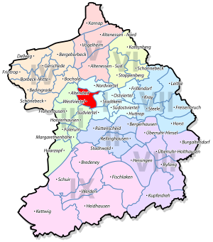Lage von Westviertel im Stadtbezirk I Stadtmitte/Frillendorf/Huttrop