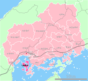 Lage Etajimas in der Präfektur