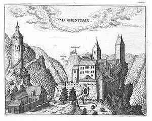 Burg Falkenstein um 1674, Stich von G.M.Vischer