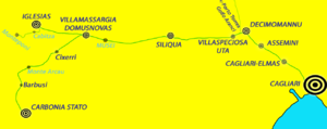 Strecke der Bahnstrecke Decimomannu–Iglesias