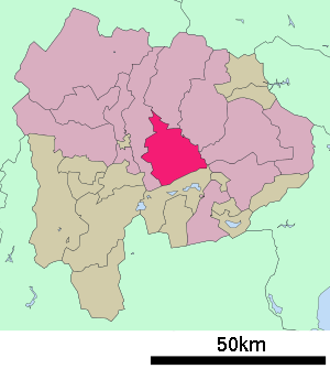Lage Fuefukis in der Präfektur