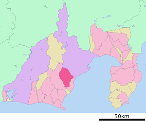 Lage Fujiedas in der Präfektur